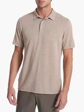 Vuori Men’s Knit Twill Polo in Camel Heather Size L